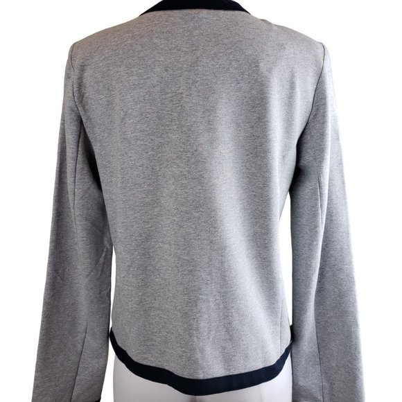 Tommy Hilfiger NEW Women Gray Heather Contrast Trim Open Front Jacket M - Picture 6 of 12